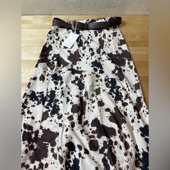 Emory park Bronco Heritage Cow Print Belted Maxi Skirt size small - Picture 3 of 11
